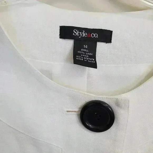 Style & Co Women’s Off White 100% Linen Cropped Blazer 3/4 Sleeves Plus Size 14 - Picture 4 of 11